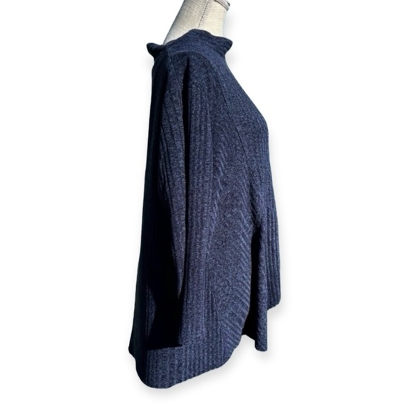 🌻Habitat Boho Lagenlook Relaxed Ribbed Knit Mock Neck Long Sleeve Top Size L - Picture 6 of 9